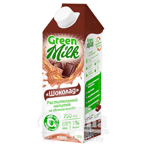Напиток безалкогольный из растительного сырья на овсяной основе "Шоколад", т.м. "Green Milk", 0,75л,TetraPak