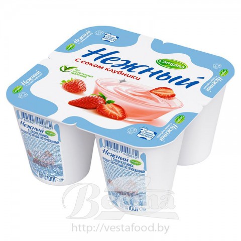Nezhny with Strawberry juice 1,2%  100g yoghurt product