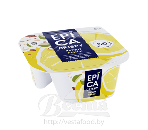 Йогурт с лимоном, сем.тыквы,печен.,бел.шок. "EPICA CRISPY ",мдж 8,6%,140г,1/6