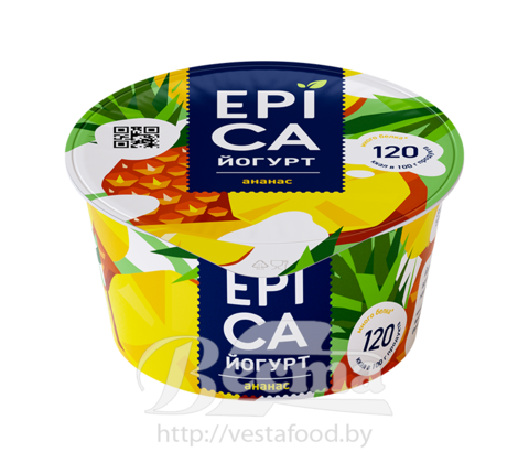 Йогурт "ЕPICA" с ананасом, м.ж.д 4,8%, 130г, 1/12