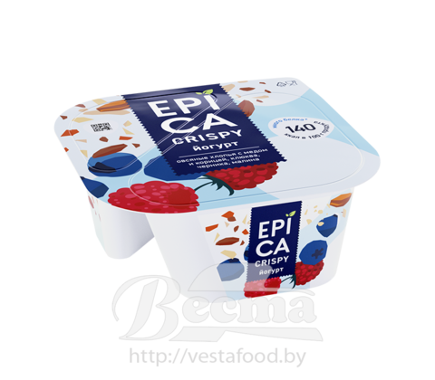 Йогурт "EPICA CRISPY" и смесь из мюсли и сушеных ягод, мдж.6,5%, 138г, 1/6