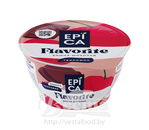 Десерт творожный "EPICA FLAVORITE" с вишней и шоколадом, м.д.ж.8,1%, 130г. 