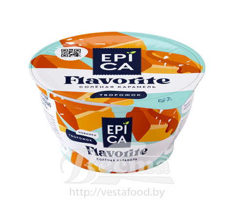 Десерт творожный "ЕPICA FLAVORITE" с соленой карамелью, м.д.ж 7,6%, 130 г, 1/12