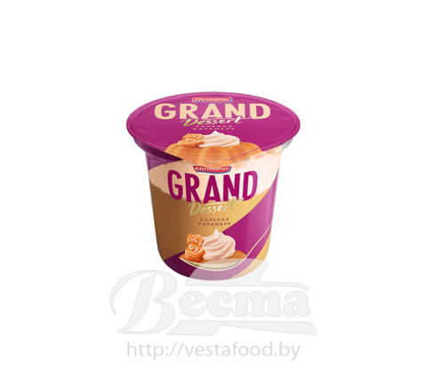 Пудинг молочный ультрапастеризованный карамельный со сливочно-карамельным муссом "Гранд Десерт. Соленая карамель", м.д.ж.4,7%, 200г