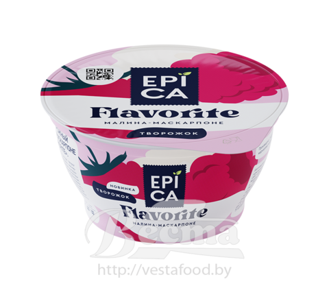 Десерт творожный "EPICA FLAVORITE" с малиной и маскарпоне, м.д.ж.7,7%, 130г. 