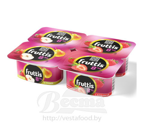 Фруттис супер-экстра 8% с клубникой/с яблоком и грушей 115г  продукт йогуртный пастеризованный