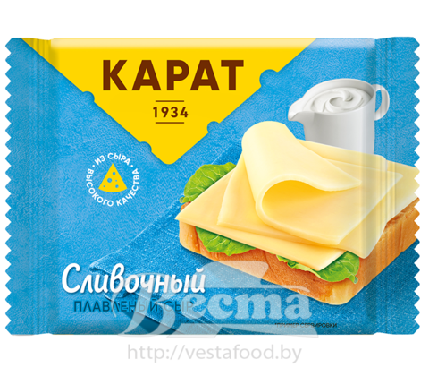 Сыр плавленый ломтиками сливочный «КАРАТ» м.д.ж. 25%, 130г