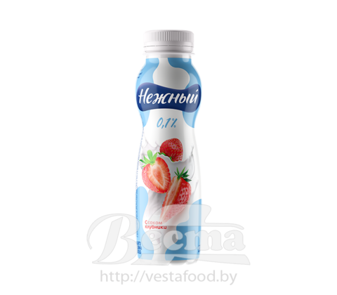 Напиток йогуртный стерилизованный с соком клубники Нежный,мдж 0,1% , 285 г