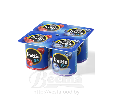 Фруттис сливочное лакомство  5% Вишня/Черника 115г  продукт йогуртный 