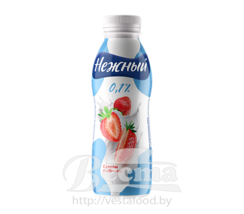 Напиток йогуртный стерилизованный с соком клубники Нежный, м.д.ж.0,1%, 420г