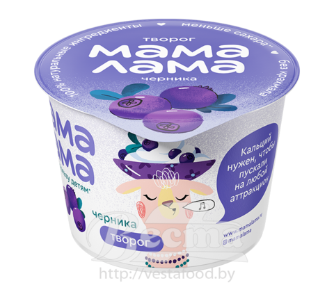 Творог "Мама Лама" с черникой, мдж 3,8%, 100г, 1/6