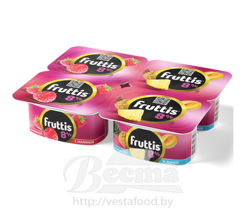 Фруттис супер-экстра 8% с малиной/с ананасом и дыней 115г  продукт йогуртный пастеризованный