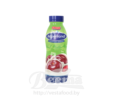Напиток йогуртный пастериз."Alpenland" с вишней, мдж.1,2%, 420г, 1/6